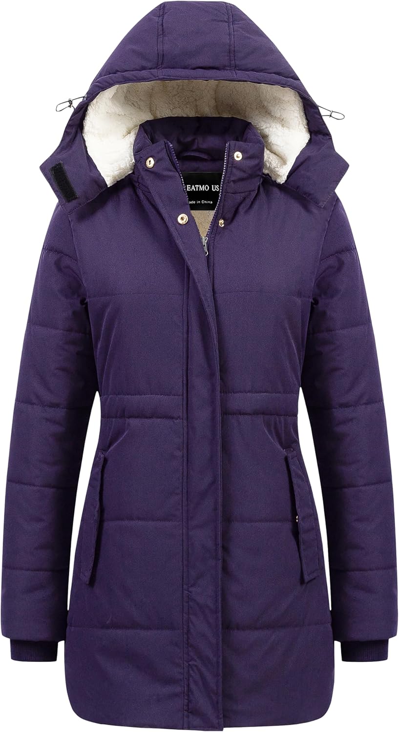 CREATMO US Women's Thicken Sherpa Winter Coat for Cold Days