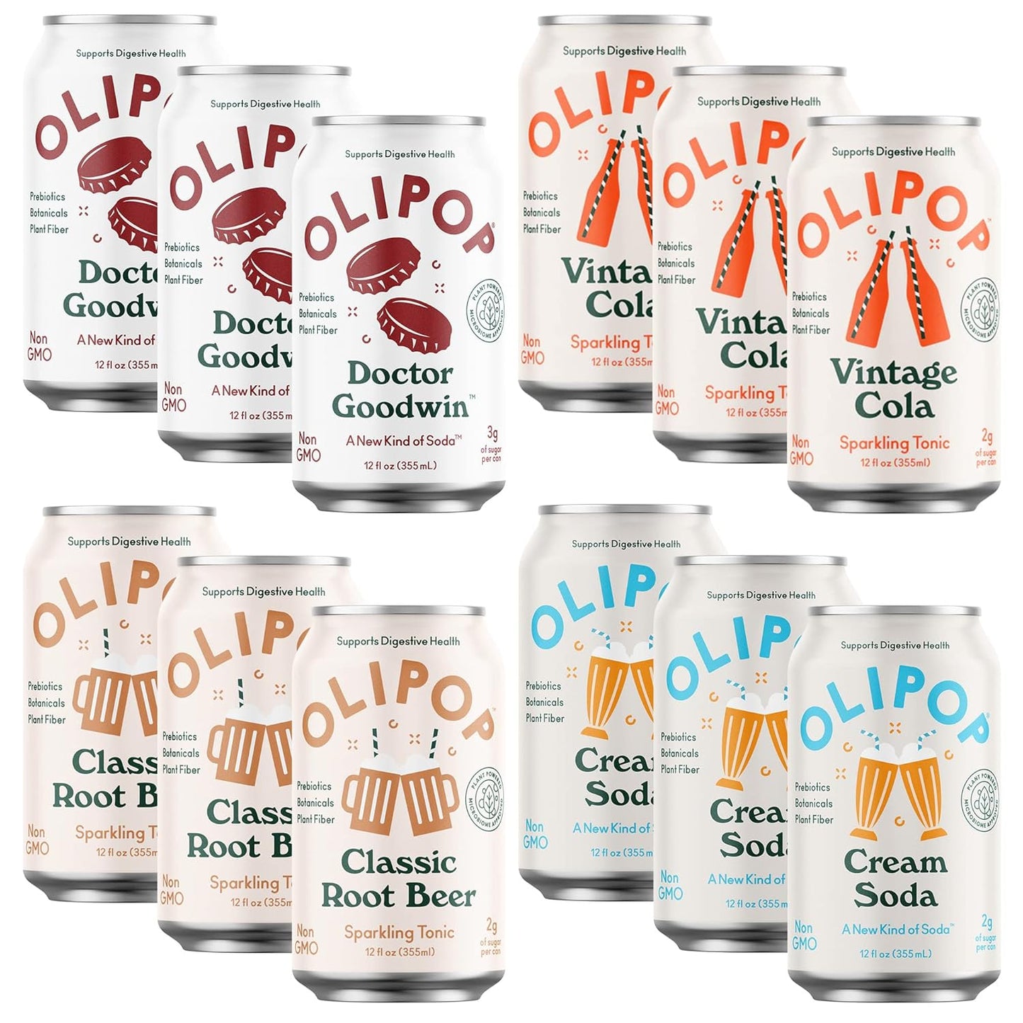 OLIPOP Sparkling Tonic Variety Pack - Nostalgic Flavors & Health