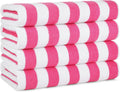 California Cabana Stripe Beach Towels Pack of 4 - Oversized Pink