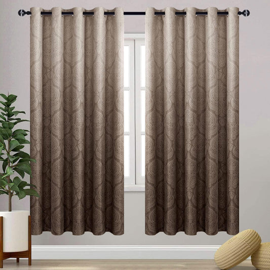 DWCN Brown Blackout Curtains - Elegant Damask Thermal Drapes