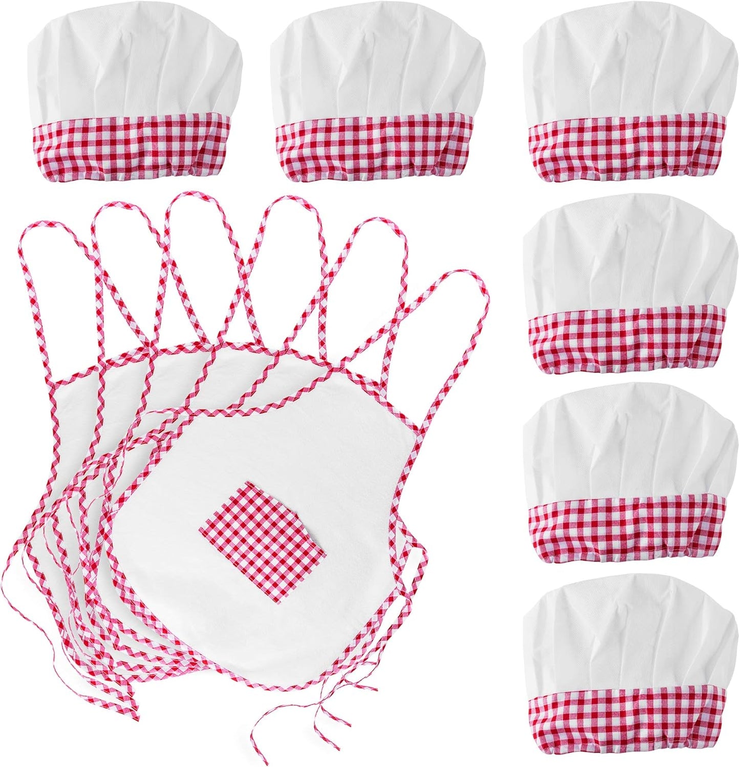 Kids Cooking Apron Set with Chef Hat - Red Career Costume