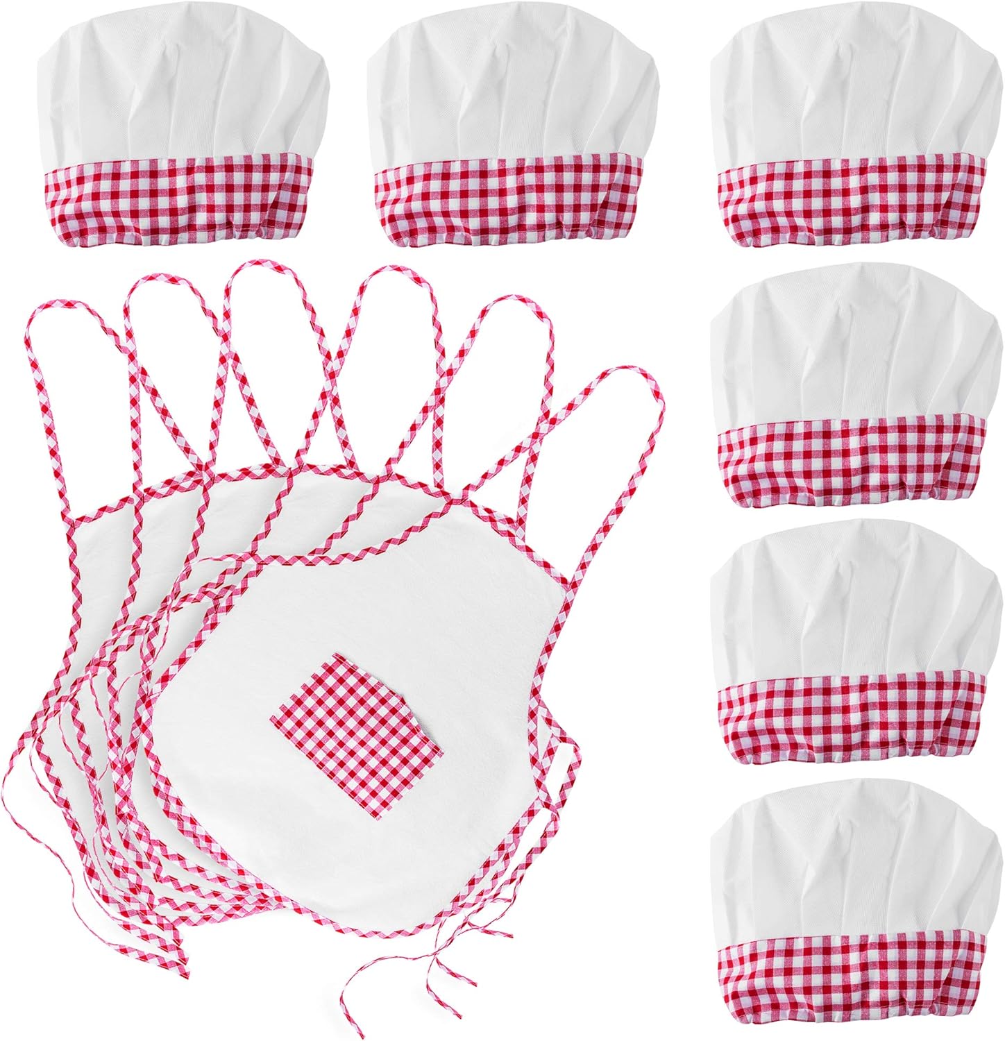 Kids Cooking Apron Set with Chef Hat - Red Career Costume