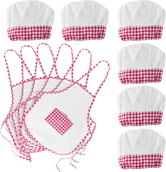 Kids Cooking Apron Set with Chef Hat - Red Career Costume