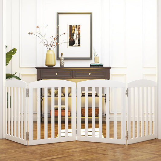 SPIRICH 96in Extra Wide Wooden Freestanding Dog Gate for Pets
