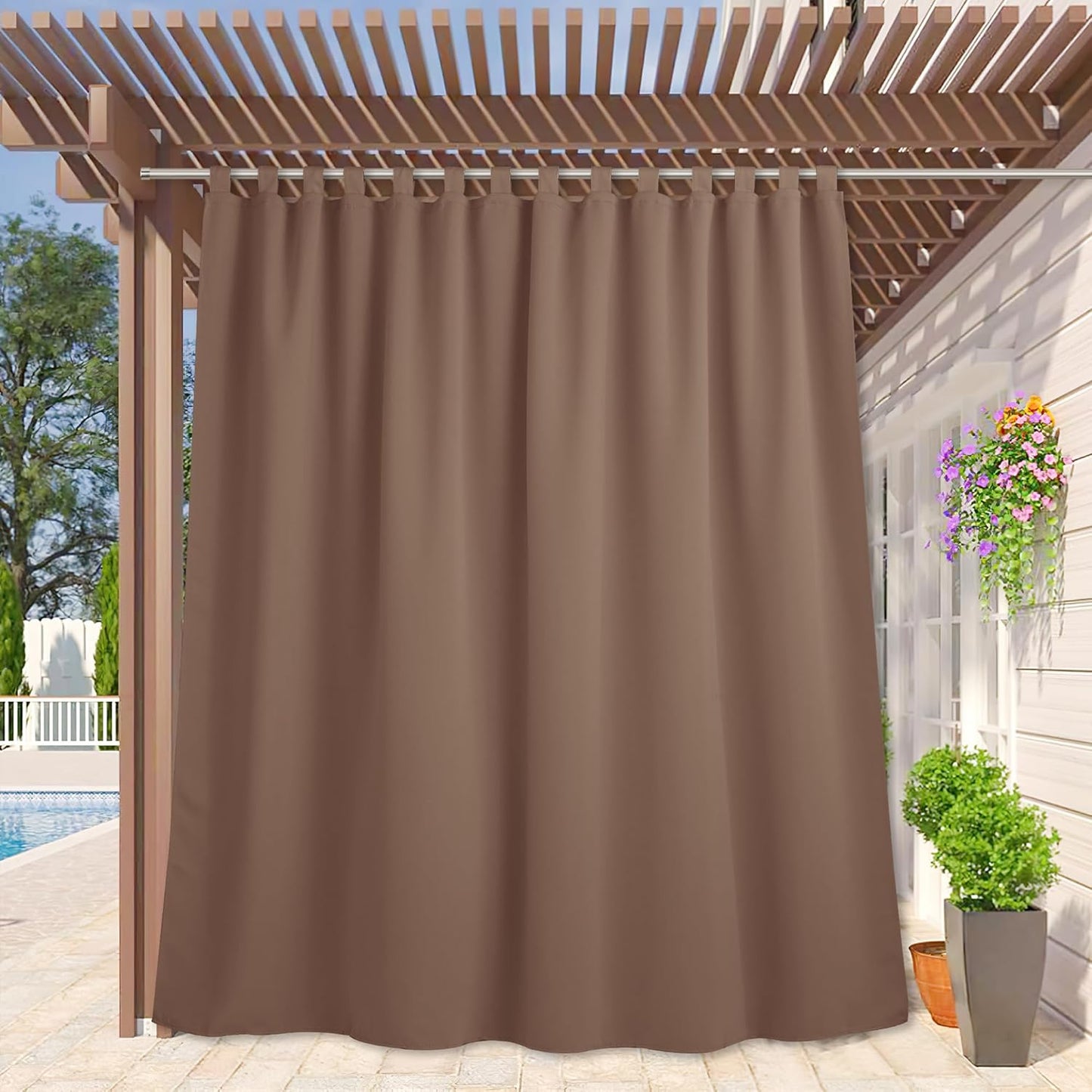 RYB HOME Windproof Outdoor Curtains for Privacy and Sun Block