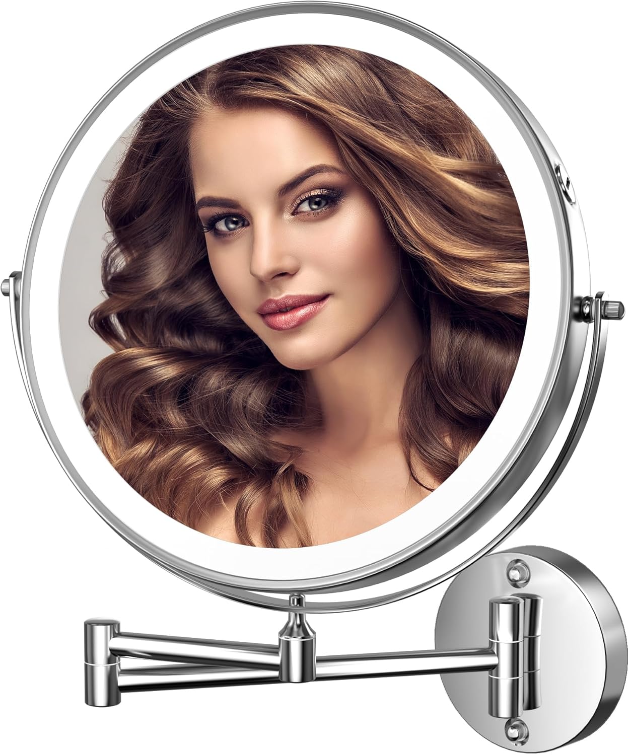 Hasipu 10-Inch Wall Mounted Makeup Mirror with Lights and Arm