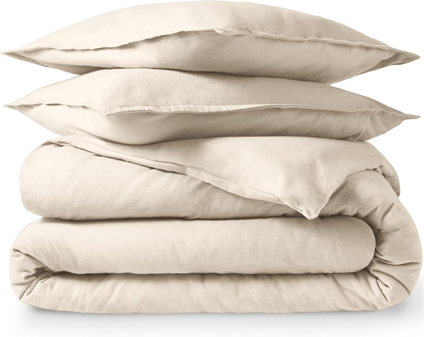 Bare Home Flannel Duvet Cover Set - Soft Cotton Full Size