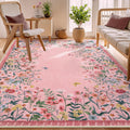 Wonnitar Washable Rug 5x7 Pink Floral Area Rug - Soft, Machine