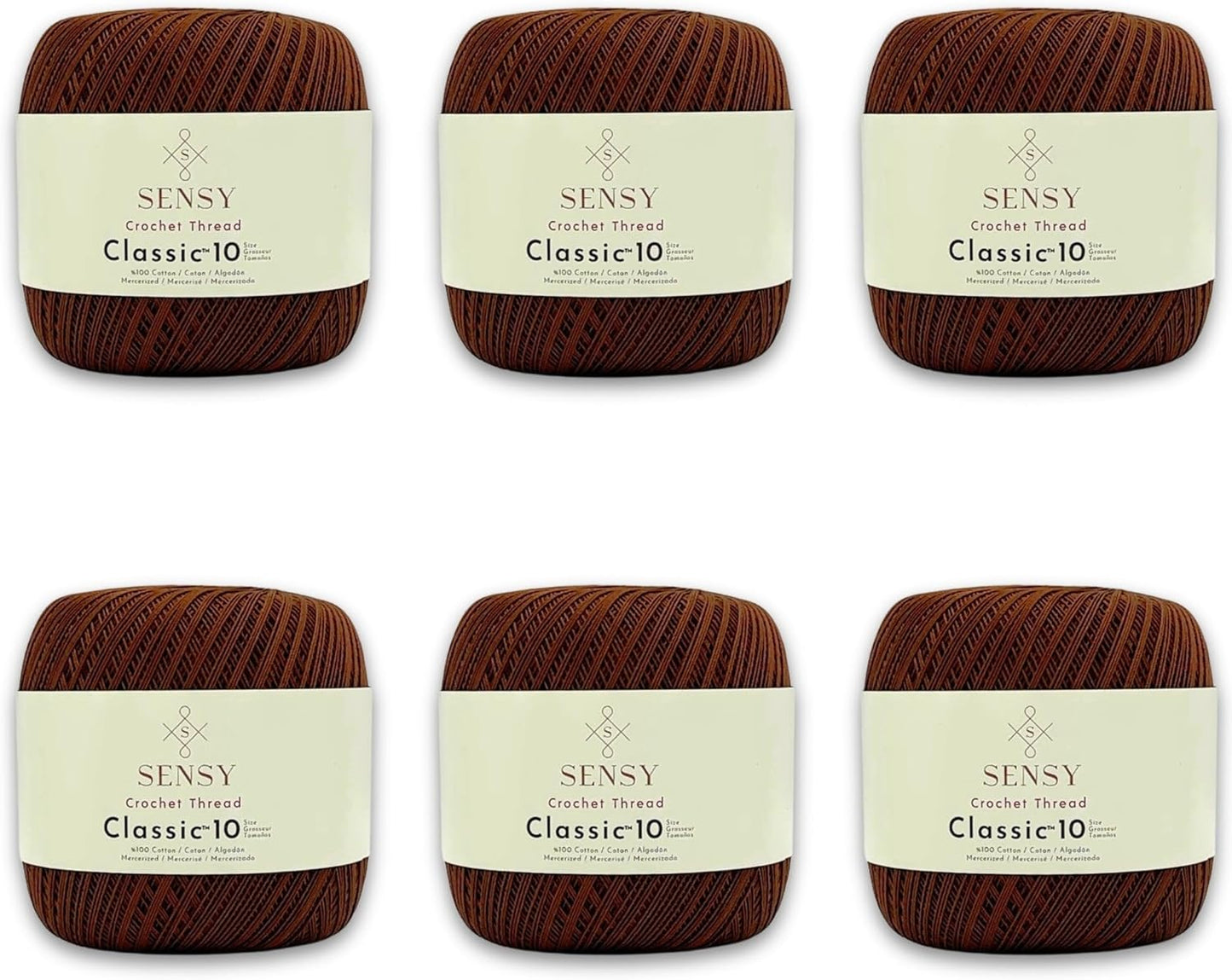 6 Skeins of Sensy Crochet Thread Classic Size 10 for Crafting