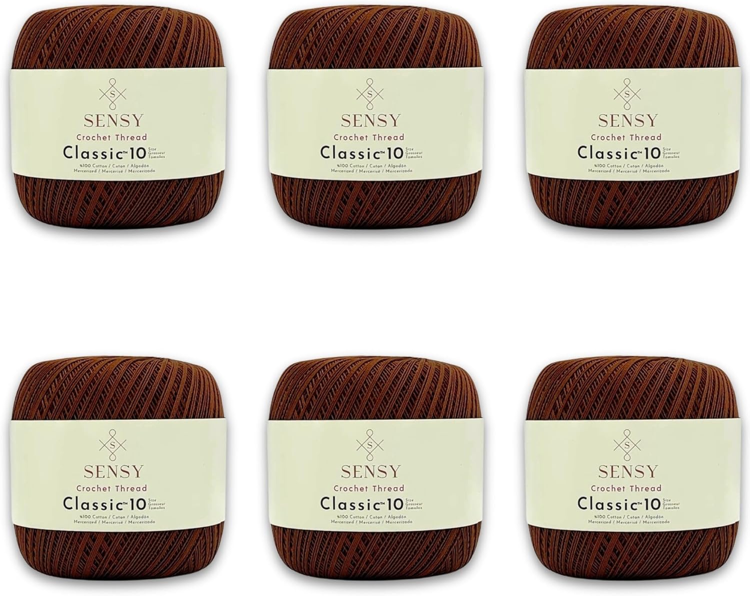 6 Skeins of Sensy Crochet Thread Classic Size 10 for Crafting