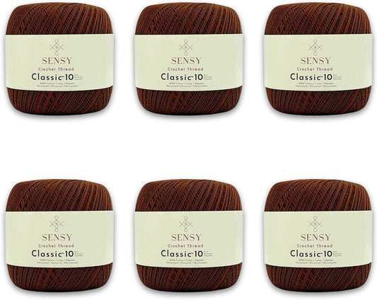6 Skeins of Sensy Crochet Thread Classic Size 10 for Crafting