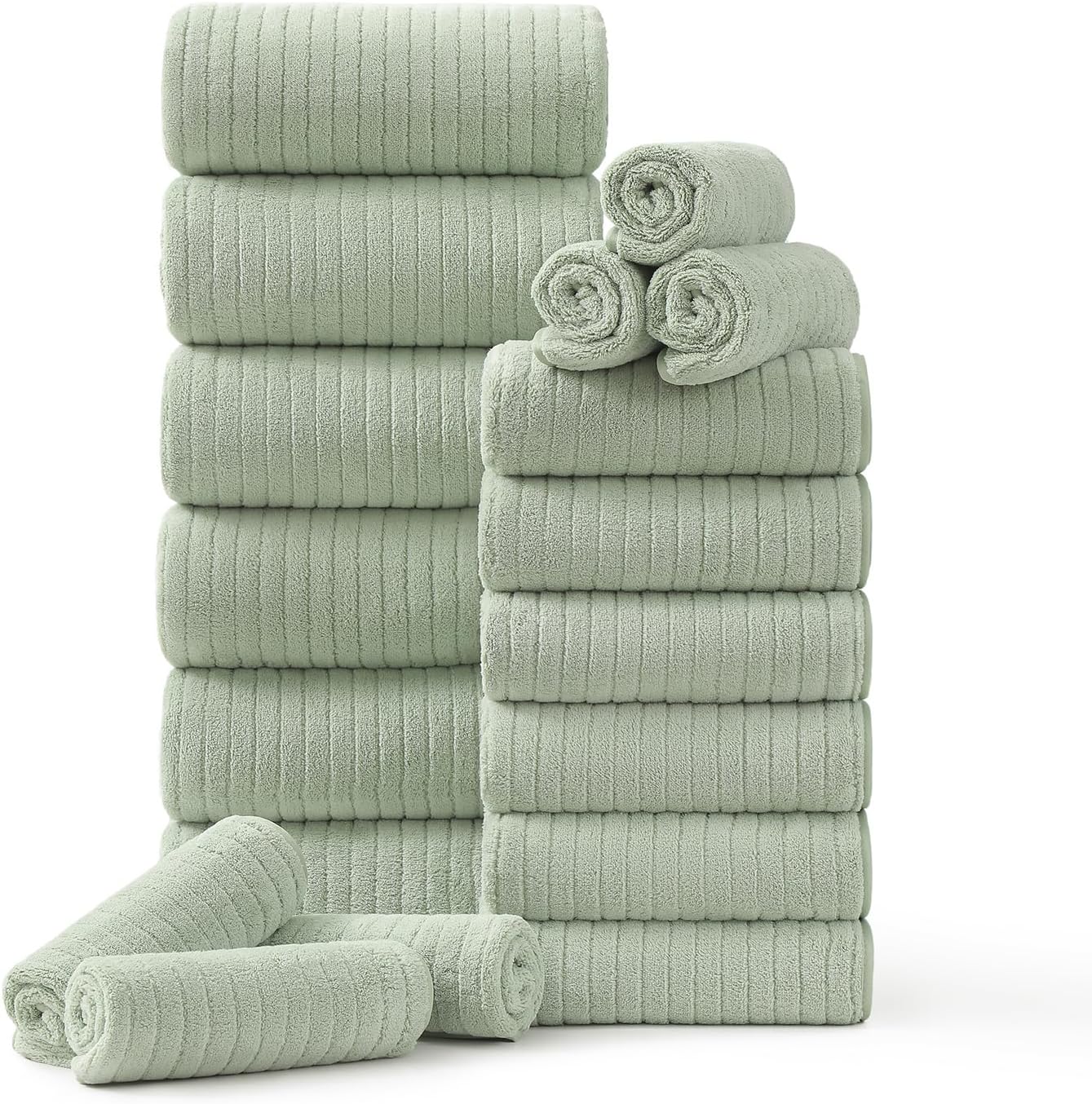 Luxurious 18 Piece Family Bath Towel Set for Home and Spa