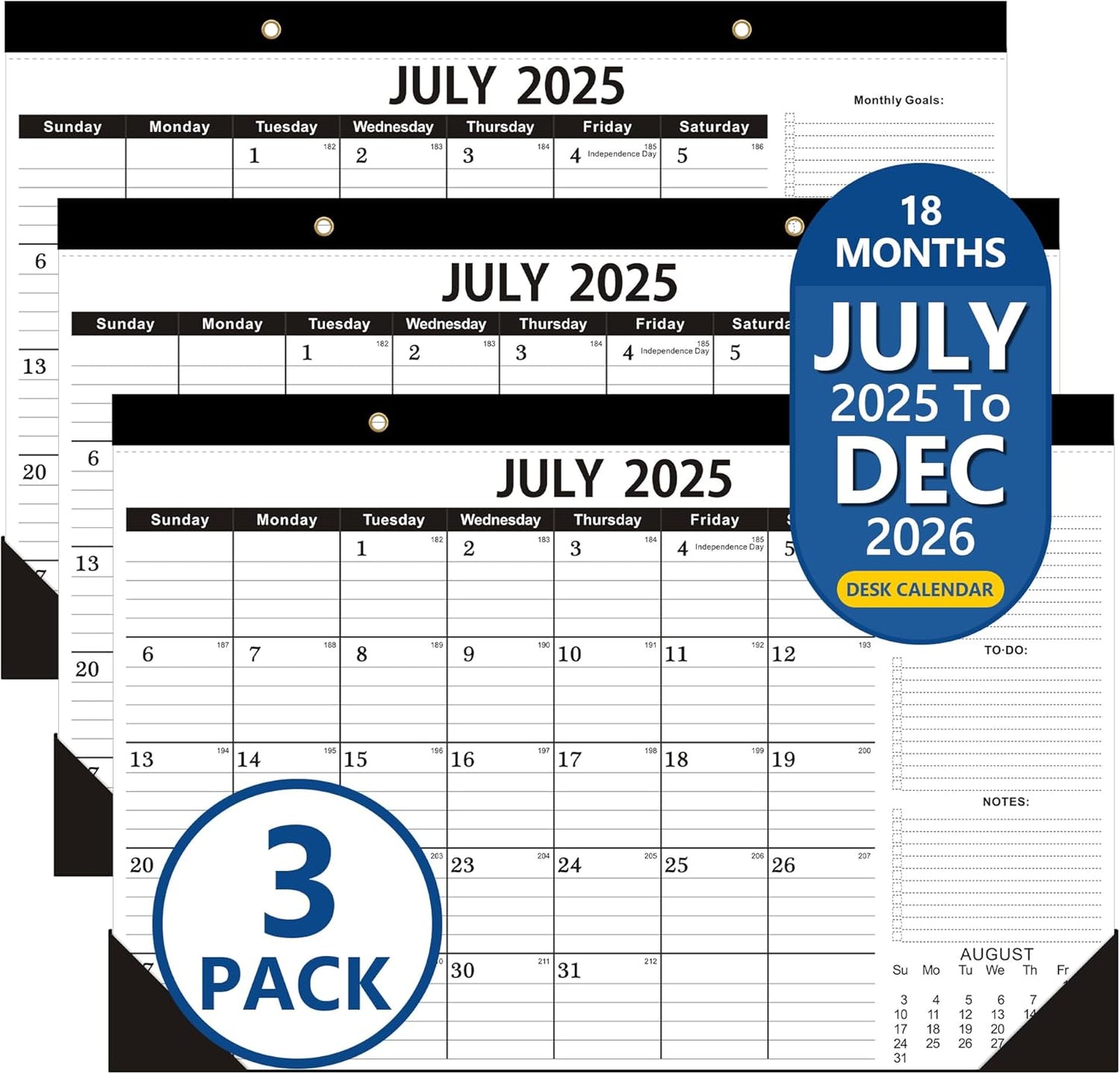 OLUPAND Desk Calendar 2025-2026: 3 Pack for Year-Round Planning