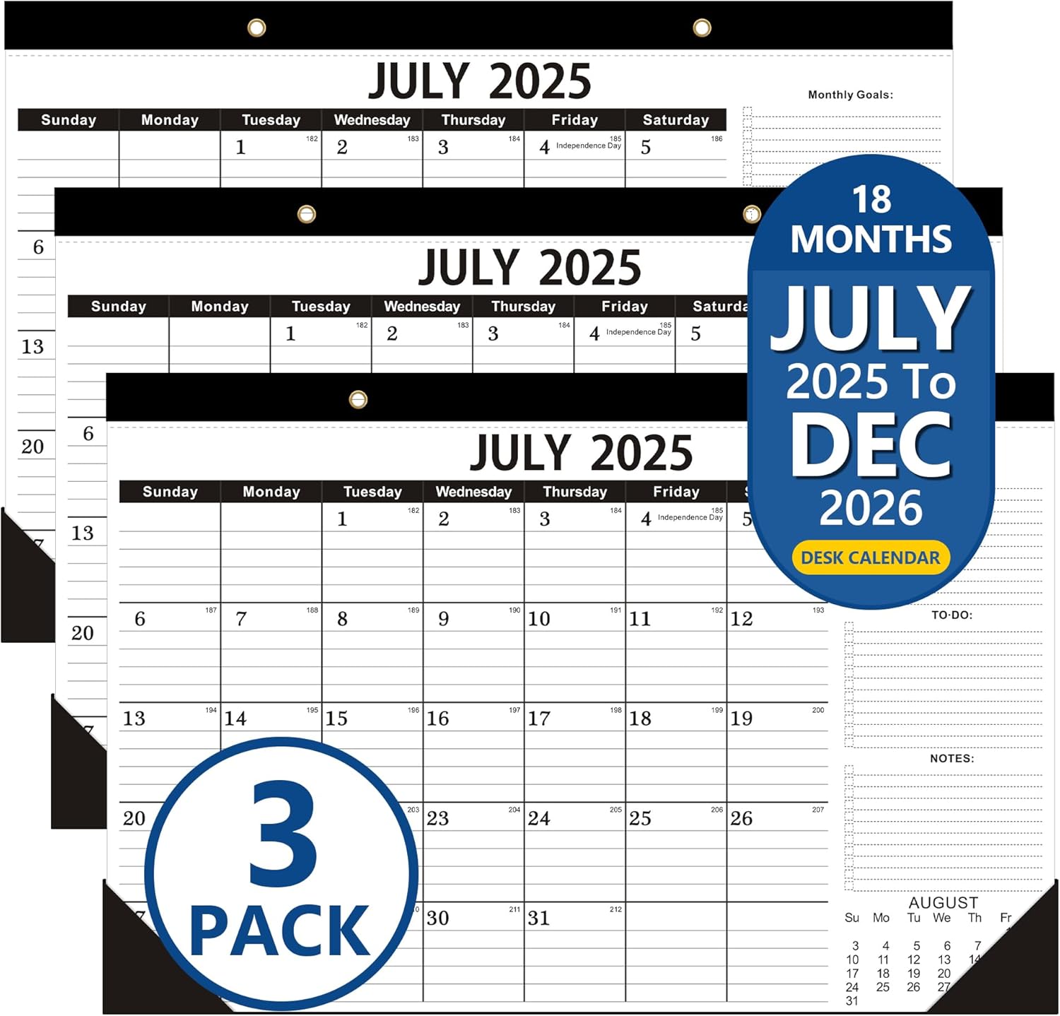 OLUPAND Desk Calendar 2025-2026: 3 Pack for Year-Round Planning