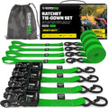 Rhino USA Heavy Duty Ratchet Straps Kit for Secure Cargo Transport