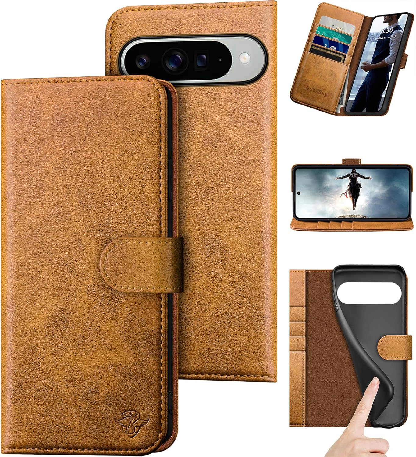 DuckSky Genuine Leather Wallet Case for Google Pixel 10/10 Pro