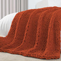 Chunky Knit Throw Blanket 50 in x 60 in - Cozy Handcrafted Fall Throw