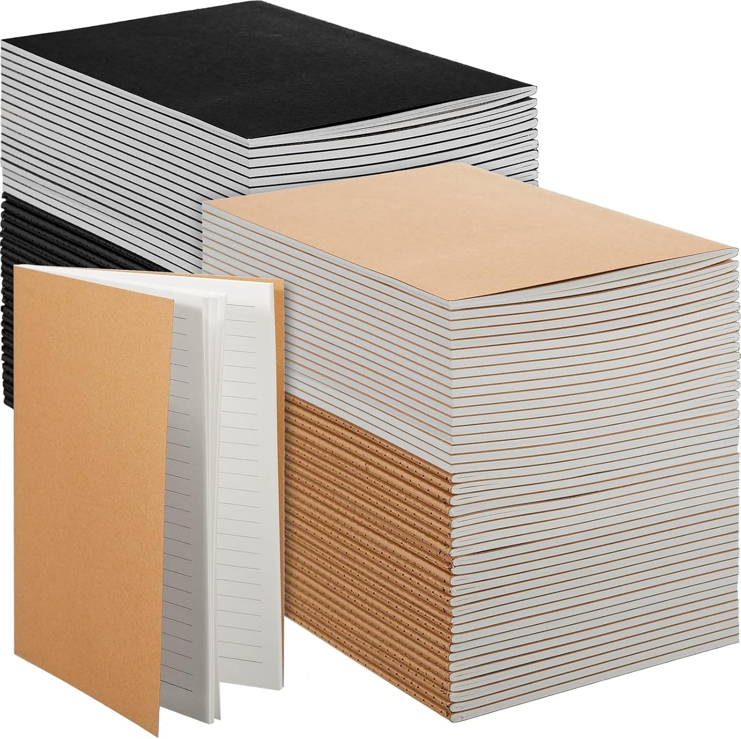 100 Pcs A5 Kraft Notebooks for Writing and Sketching Needs