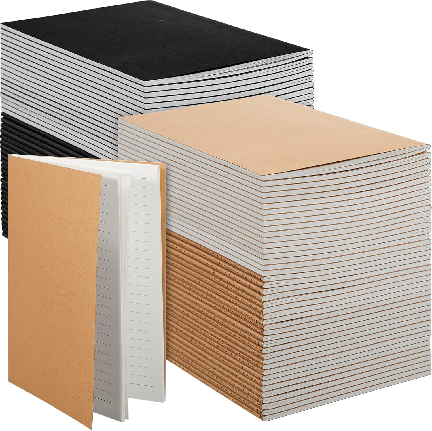 100 Pcs A5 Kraft Notebooks for Writing and Sketching Needs