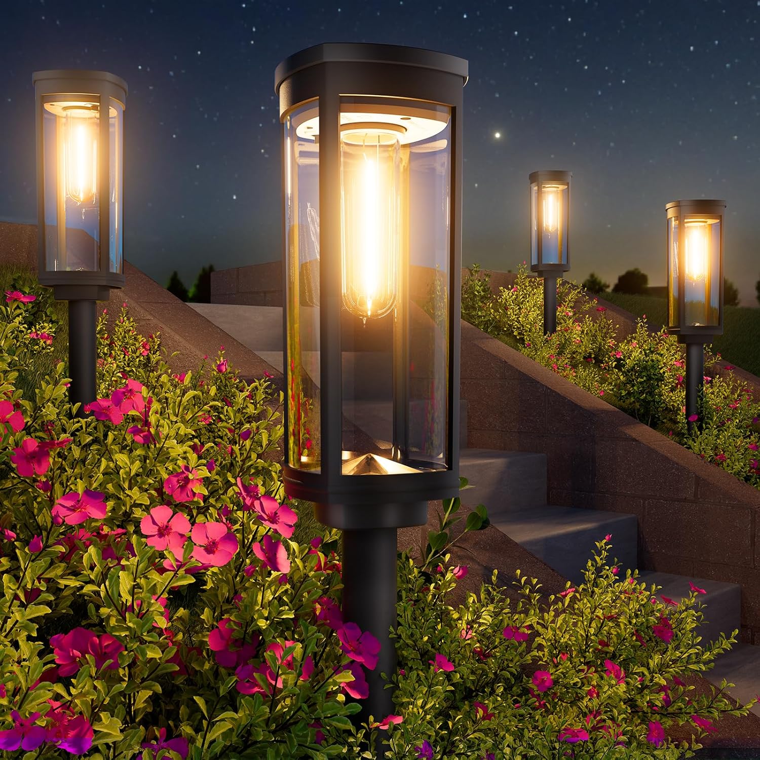 Bright Solar Lights Outdoor 6 Pack for Pathway and Landscape