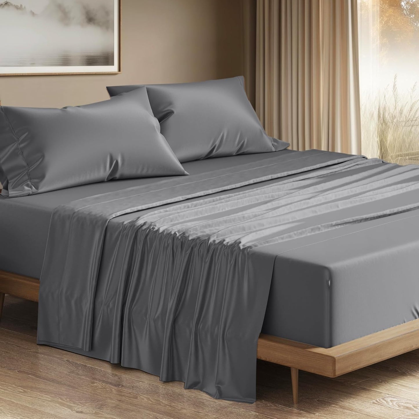 100% Egyptian Cotton Queen Size Sheets Set - Luxury Comfort