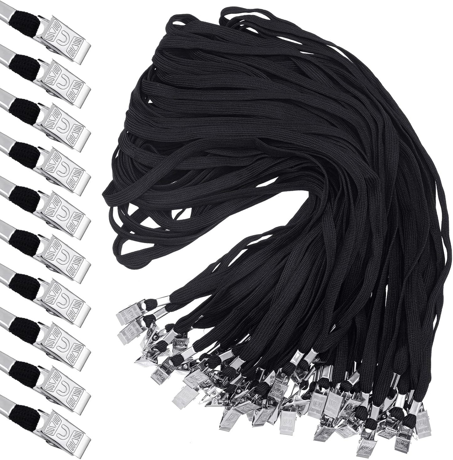 300 Pcs Lanyards Clips for ID Name Badge Holder in Black