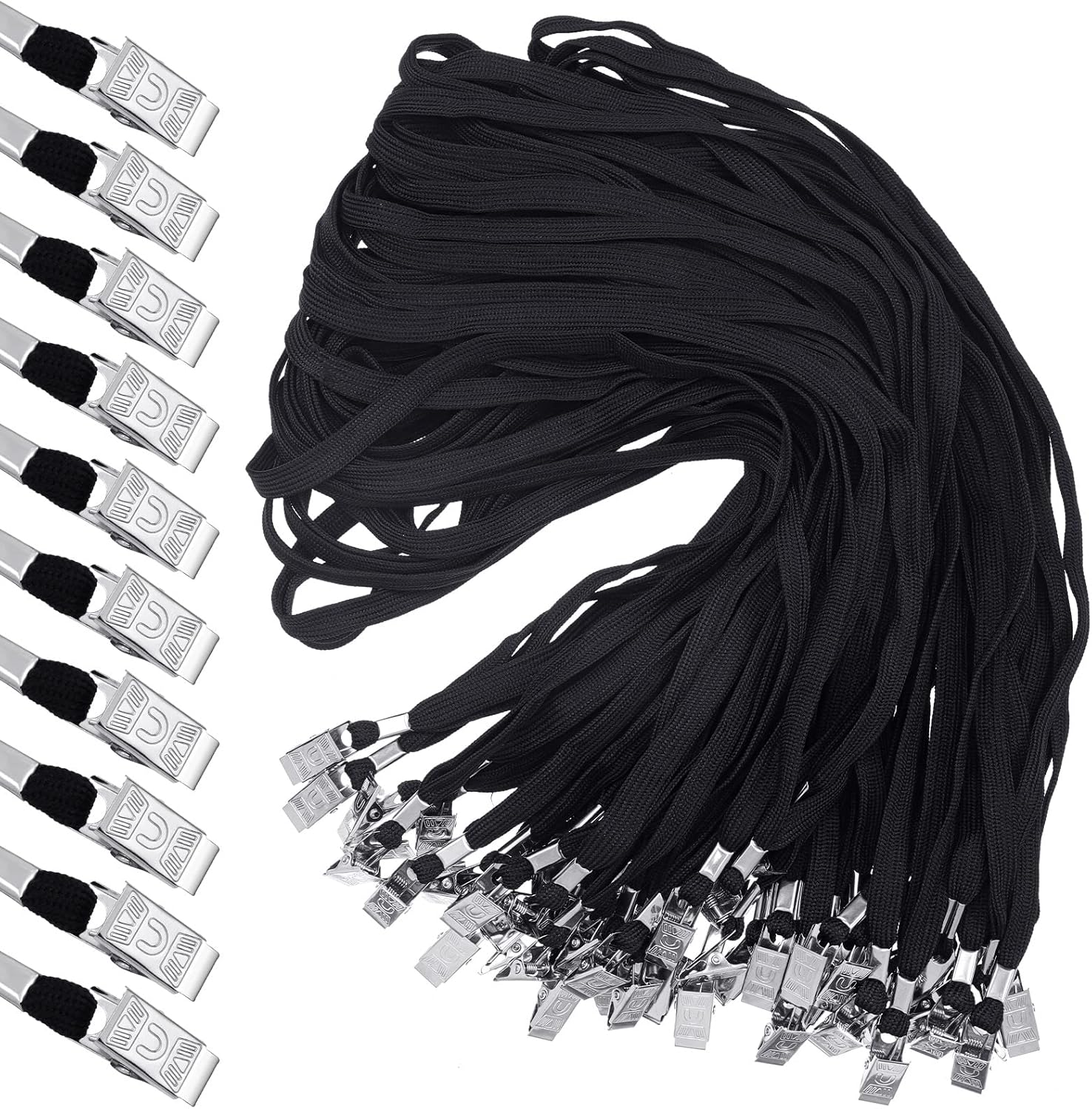 300 Pcs Lanyards Clips for ID Name Badge Holder in Black
