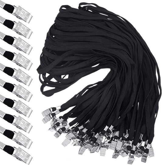 300 Pcs Lanyards Clips for ID Name Badge Holder in Black
