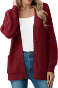 VIISHOW Women Chunky Knit Cardigan Sweater - V Neck Buttoned Coat