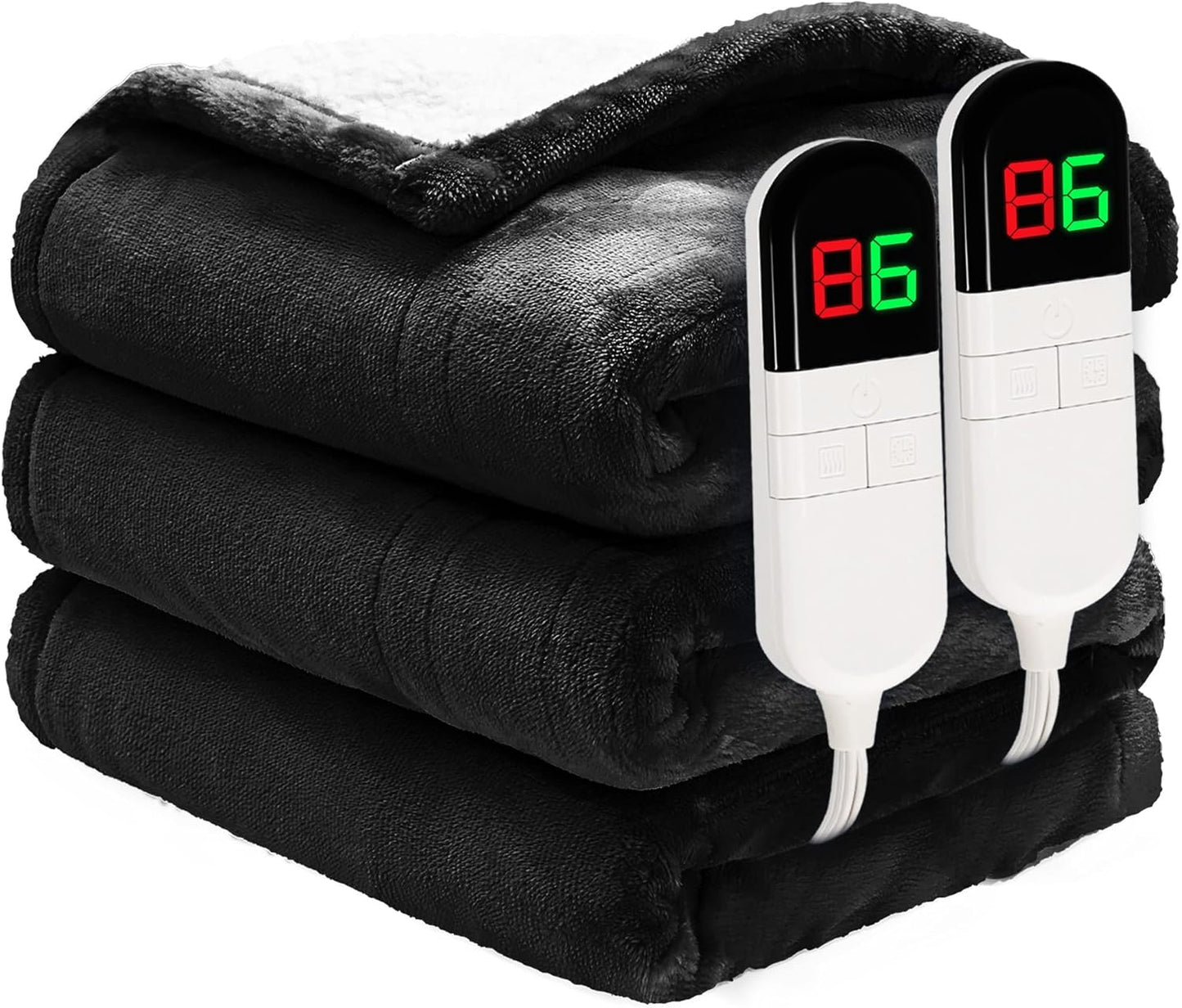 Premium Electric Blanket King - Flannel Sherpa Comfort & Safety