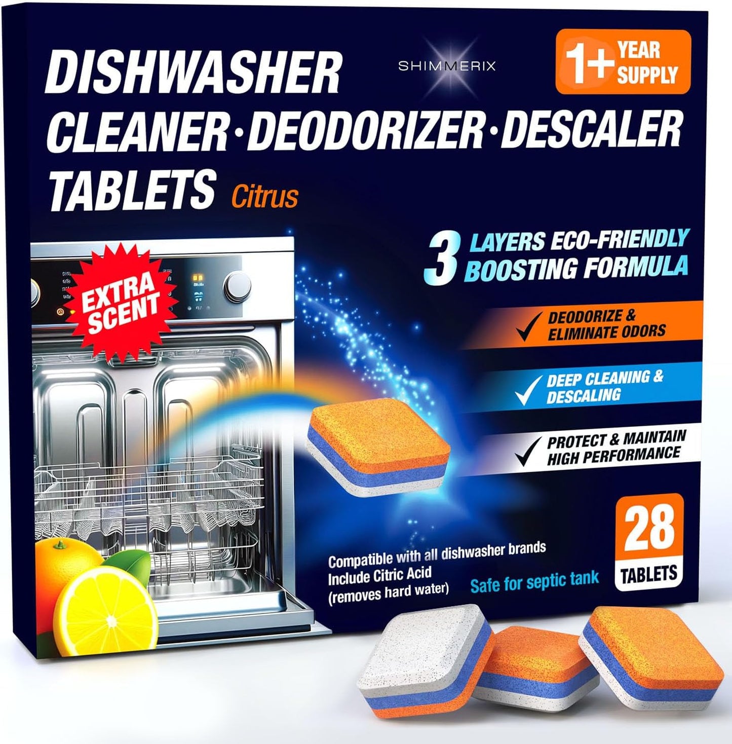Deep Cleaning Citrus Tabs - 1 Yr+ Supply - Remove Hard Water - SHIMMERIX