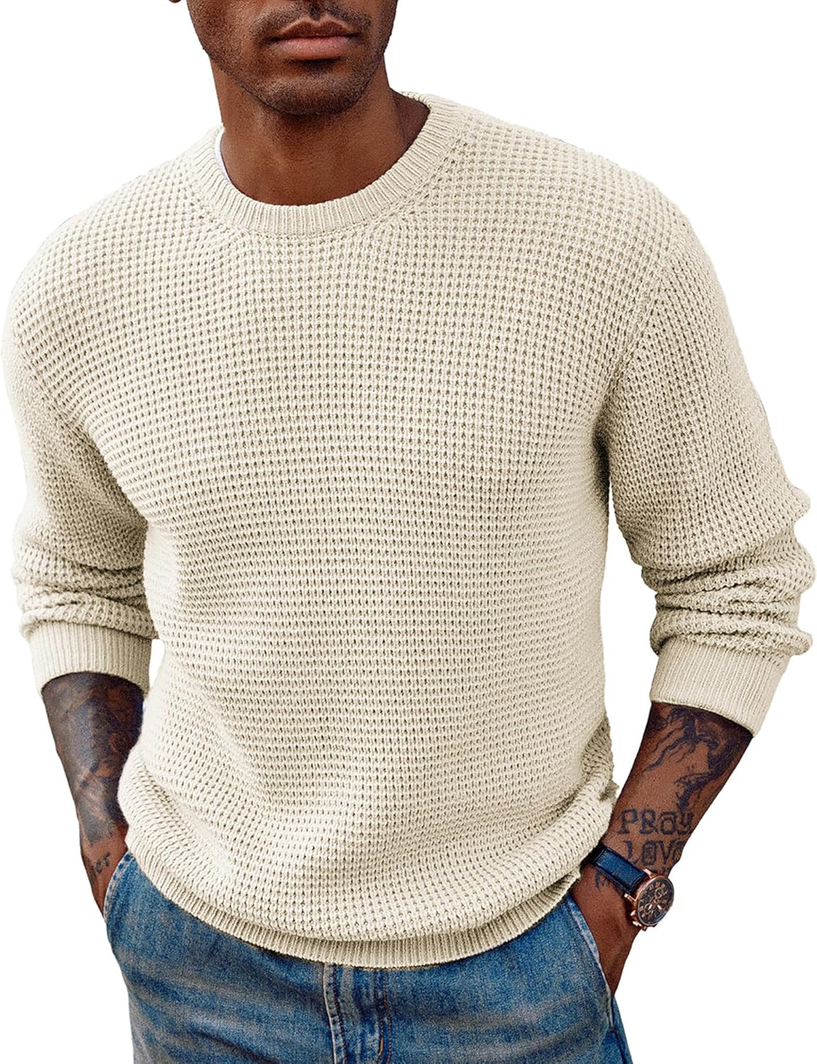 PJ PAUL JONES Mens Crewneck Pullover Sweater for Classic Style