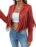 Women's Faux Suede Leather Tassel Jackets for Fall Fashion