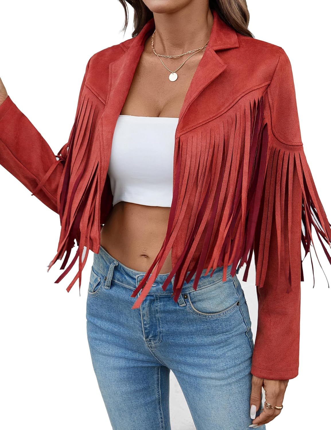 Women's Faux Suede Leather Tassel Jackets for Fall Fashion