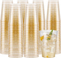 Gold Glitter 12oz Disposable Plastic Cups 200 Pack - Elegant Party