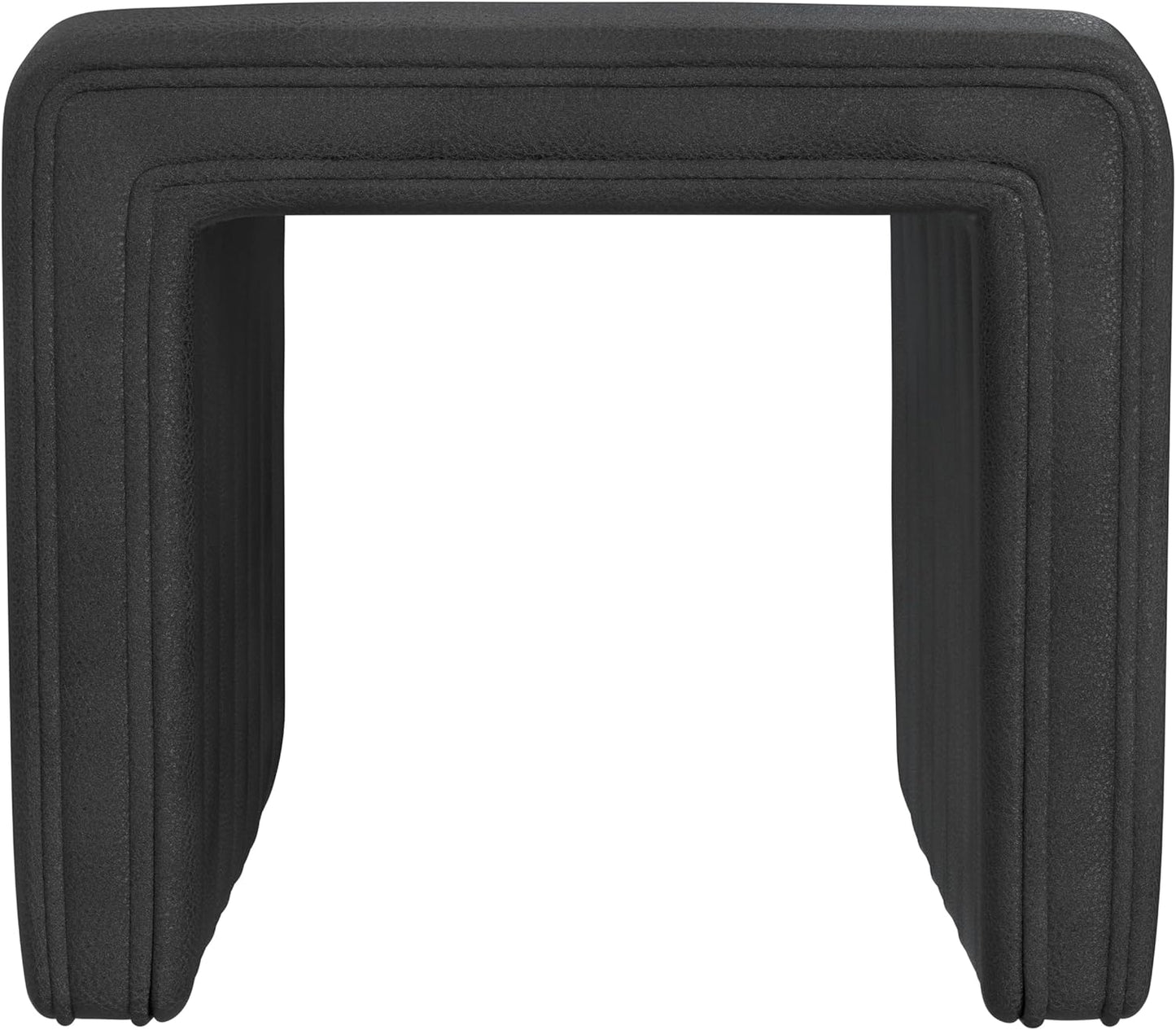 HomePop Modern Channel Tufted Faux Leather Ottoman for Living Room