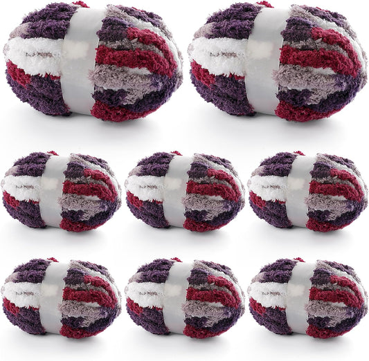 8 Pcs Chunky Yarn for Hand Knitting - Super Bulky Chenille Yarn