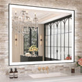 LED Bathroom Mirror 40in x 32in with Black Frame - Dimmable, Anti-Fog