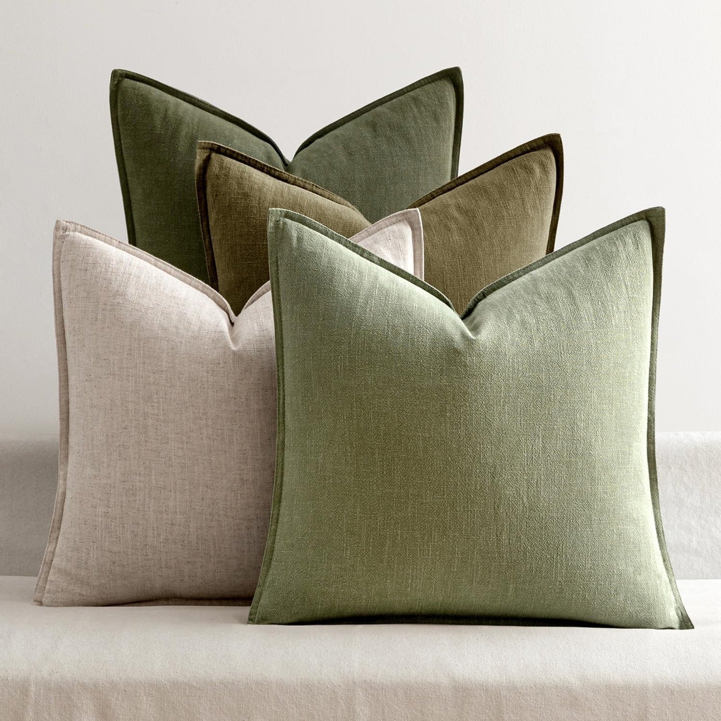 MIULEE Green and White Decorative Pillow Covers for Modern Decor