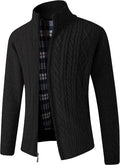 Cardigan Sweaters for Men Full Zip Fleece Lined Up Stand Collar Slim