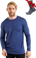 Merino Wool Base Layer Mens Long Sleeve Shirt - Temperature Regulating