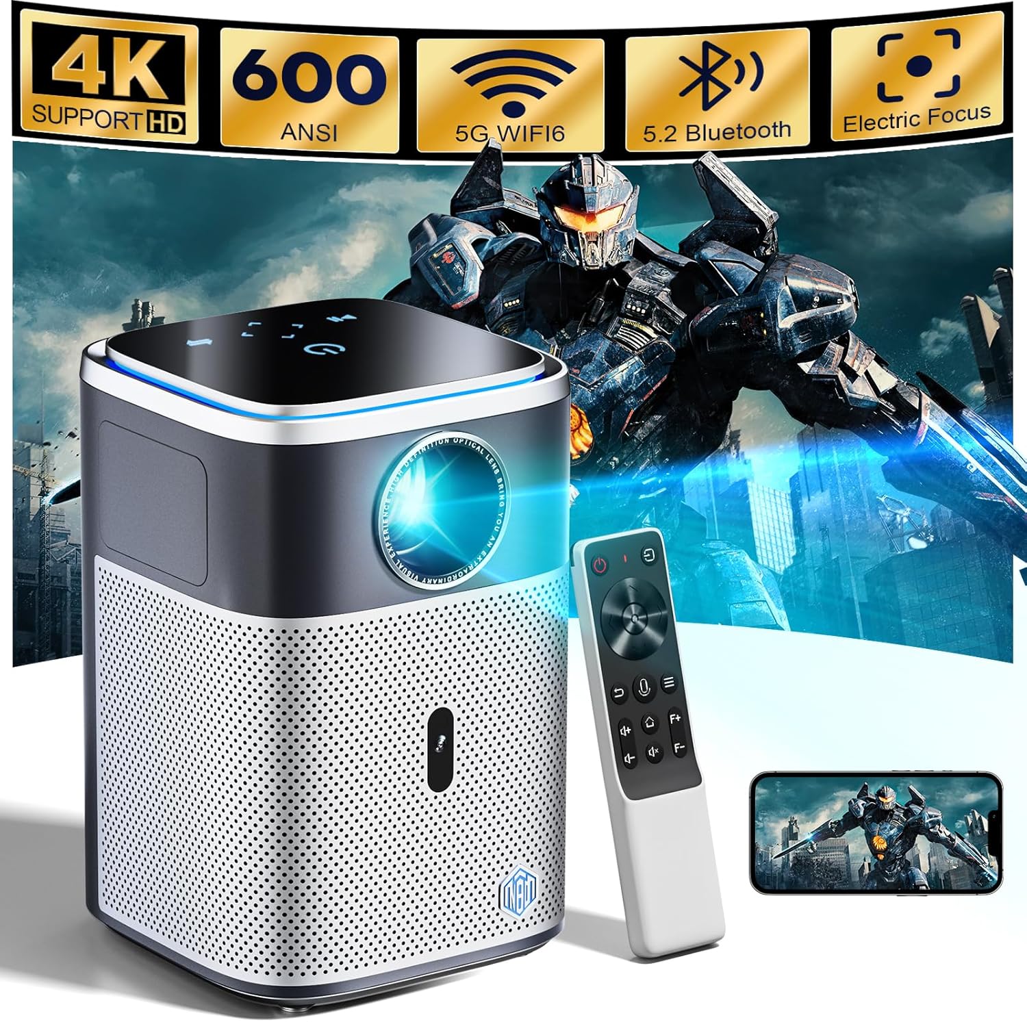 4K Projector with Wifi and Bluetooth for Home Theatre Experience