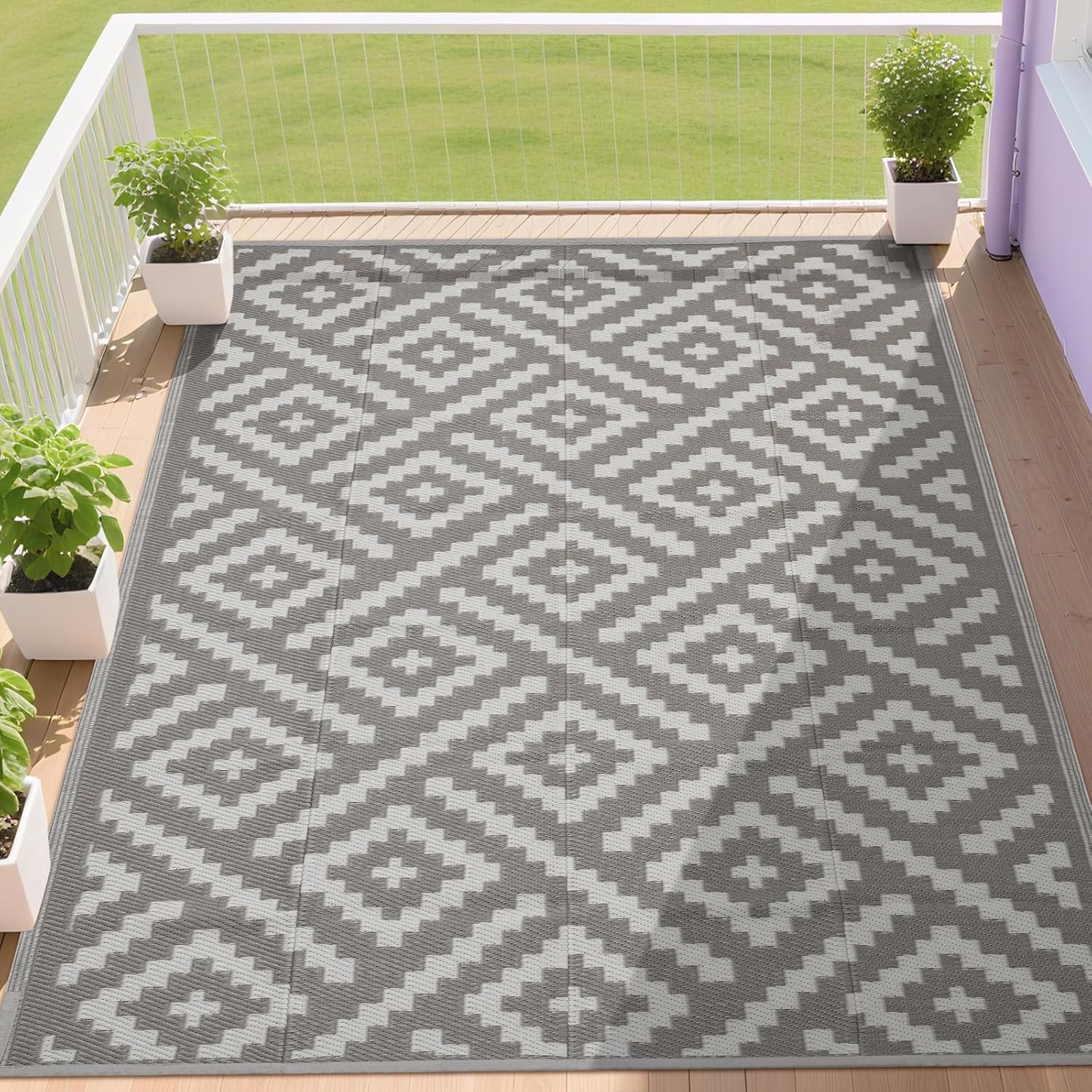 RURALITY Outdoor Rugs 8x10 Feet for Patios, Waterproof Mats