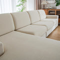 Couch Cushion Covers 3+1 Ivory - Stretch Washable Sectional Cushion