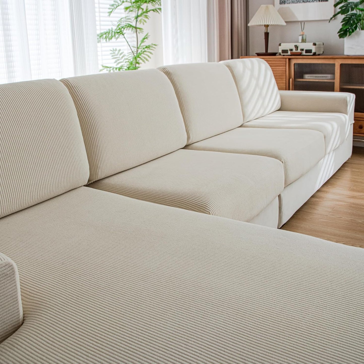 Couch Cushion Covers for Sectional and L Shaped Sofas - Ivory