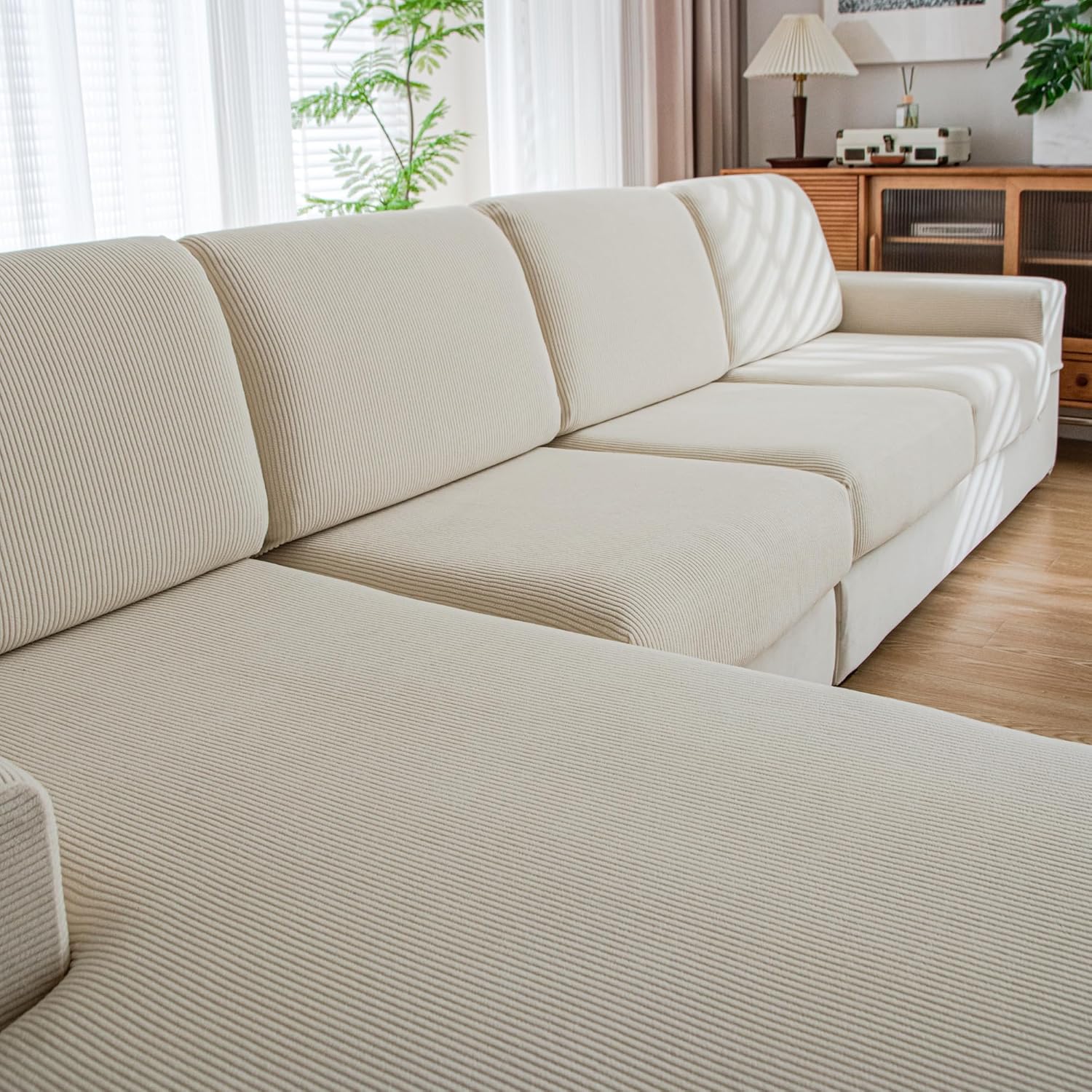 Couch Cushion Covers for Sectional and L Shaped Sofas - Ivory