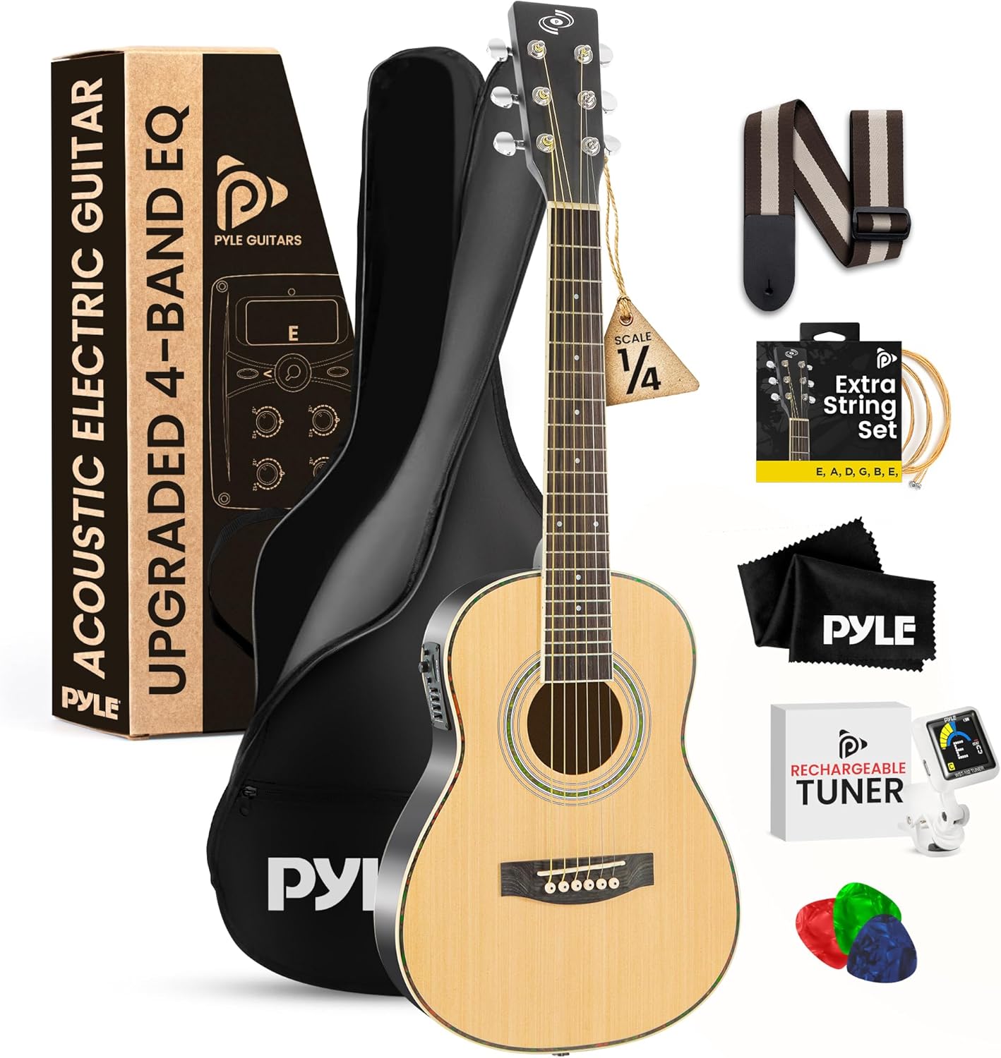 Pyle Acoustic Electric Guitar Kit for Young Beginners 30 in