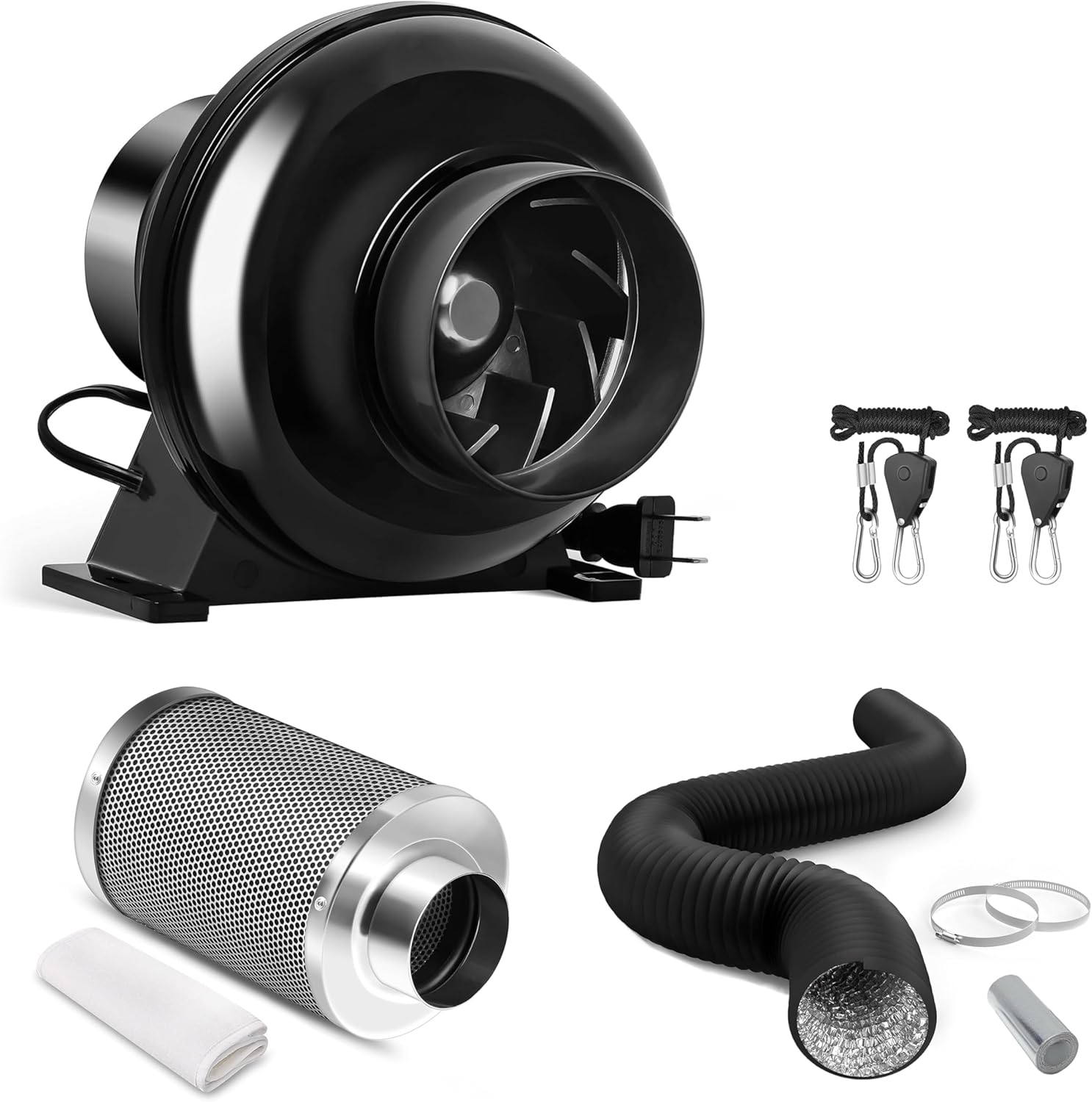 iPower 4 Inline Duct Vent Fan Kit