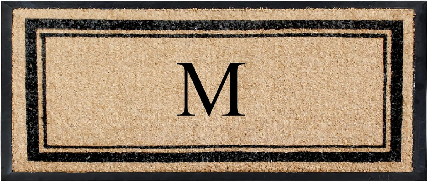 Natural Coir & Rubber Hand Flocked Large Monogrammed Door Mat