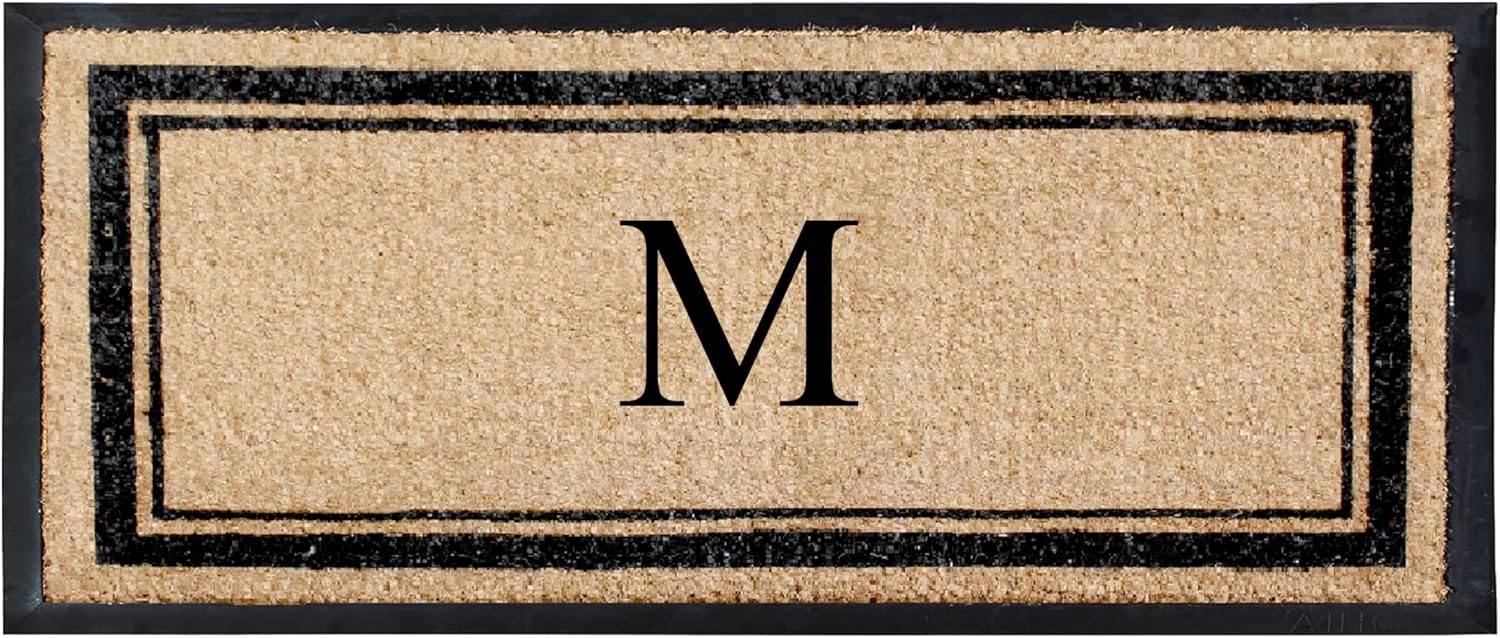 Natural Coir & Rubber Hand Flocked Large Monogrammed Door Mat